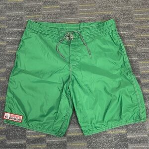 Birdwell Beach Britches Board Shorts Size 40 Green Unlined Surfing Swimming USA